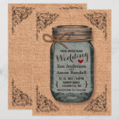 Invitation Mariage rustique de la campagne Burlap Jar (Devant / Derrière)