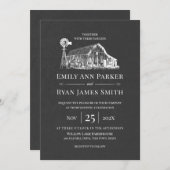 Invitation Mariage rustique de la ferme et de la scierie (Devant / Derrière)