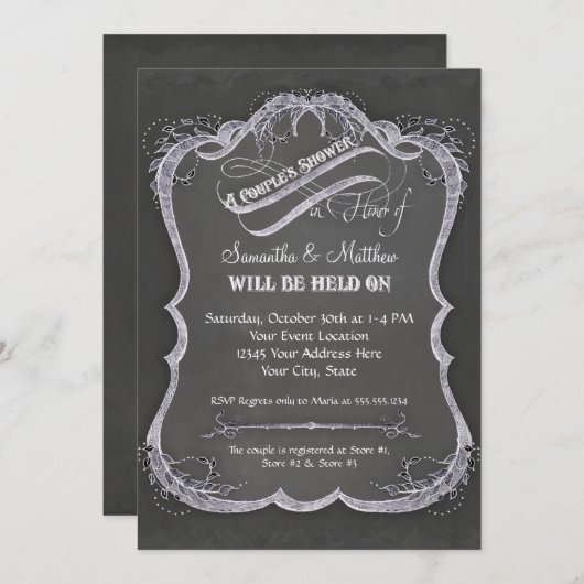 Invitation Mariage rustique de la feuille typographique (Devant / Derrière)