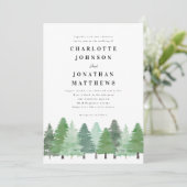 Invitation Mariage Rustique de la forêt de pin aquarelle (Debout devant)