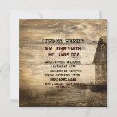 Invitation Mariage rustique de la grange en bois (Dos)