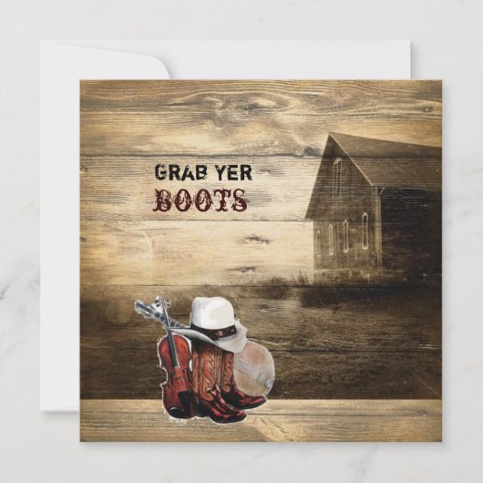 Invitation Mariage rustique de la grange en bois (Devant)