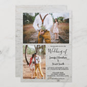 Invitation Mariage rustique de la grange en bois photo collag (Devant / Derrière)