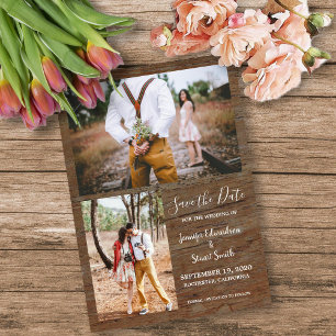 Invitation Mariage rustique de la grange en bois photo collag
