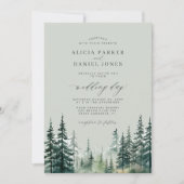 Invitation Mariage rustique de l'aquarelle de la forêt de pin (Devant)