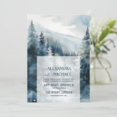 Invitation Mariage rustique de l'arbre de pin aquarelle (Debout devant)