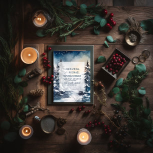 Invitation Mariage rustique de l'arbre de pin aquarelle