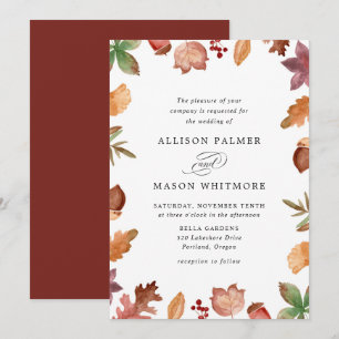 Invitation Mariage Rustique de l'Automne avec Feuilles qui To