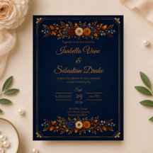 Mariage rustique de l'automne en bleu marine