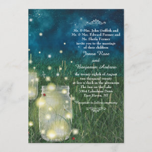 Invitation Mariage rustique de luciole de pot de maçon de