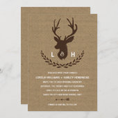 Invitation Mariage rustique de mâle de papier du monogramme | (Devant / Derrière)