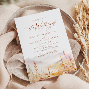 Invitation Mariage rustique de montagne aux fleurs sauvages a
