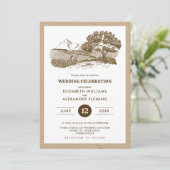 Invitation Mariage rustique de papier Kraft à crosse (Debout devant)