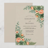 Invitation Mariage rustique de pêche dans le désert (Devant / Derrière)