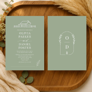 Invitation Mariage Rustique de Ranch au Style de Dessin au Tr