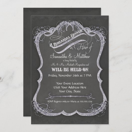 Invitation Mariage rustique de remous typographique de (Devant / Derrière)