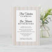 Invitation Mariage rustique de style campagnard rayé brun cou (Debout devant)