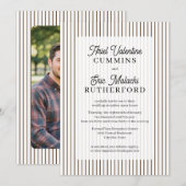 Invitation Mariage rustique de style campagnard rayé brun cou (Devant / Derrière)