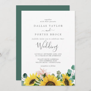 Invitation Mariage rustique de tournesol Eucalyptus