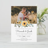 Invitation Mariage rustique de tournesol Eucalyptus (Debout devant)
