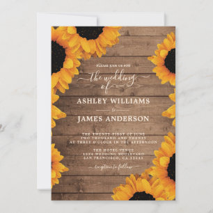 Invitation Mariage rustique de tournesol radiant