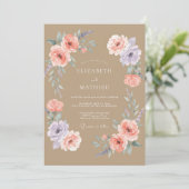 Invitation Mariage rustique délicat aux tons chauds (Debout devant)
