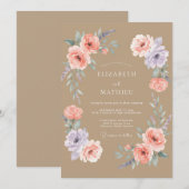 Invitation Mariage rustique délicat aux tons chauds (Devant / Derrière)