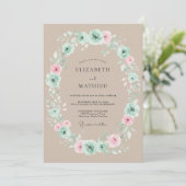 Invitation Mariage rustique délicat beige (Debout devant)