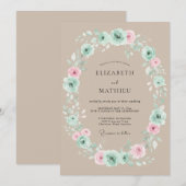 Invitation Mariage rustique délicat beige (Devant / Derrière)