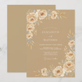 Invitation Mariage Rustique Délicat de Sable (Devant / Derrière)