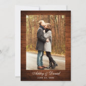 Invitation Mariage rustique dentelle florale en bois photo (Dos)