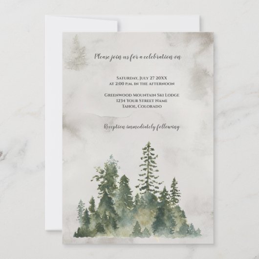 Invitation Mariage rustique des sapins sauvages| (Dos)