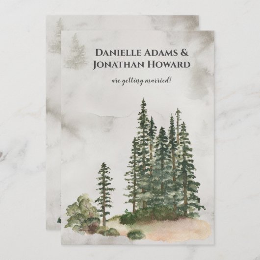 Invitation Mariage rustique des sapins sauvages| (Devant / Derrière)