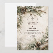 Invitation Mariage Rustique d'Hiver (Devant / Derrière)