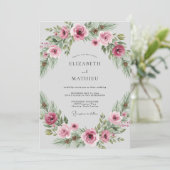 Invitation Mariage rustique d'hiver au plum (Debout devant)