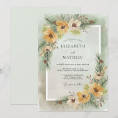 Invitation Mariage Rustique d'Hiver au Vert Pin (Devant / Derrière)