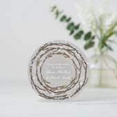 Invitation Mariage rustique d'hiver Branches & Neige de campa (Debout devant)