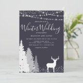 Invitation Mariage Rustique d'Hiver Cerf de Campagne (Debout devant)