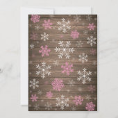 Invitation Mariage Rustique d'Hiver Flocon de Neige Rose (Dos)
