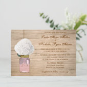 Invitation Mariage rustique d'hortensia de pot de maçon de (Debout devant)