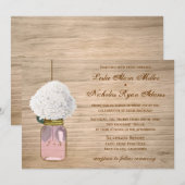 Invitation Mariage rustique d'hortensia de pot de maçon de (Devant / Derrière)