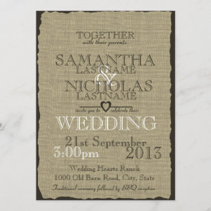Invitation Mariage rustique du pays Burlap