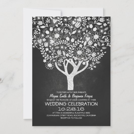 Invitation mariage rustique d'un arbre à plateau (Devant)