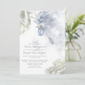 Invitation Mariage | Rustique Dusty Blue Roses (Debout devant)