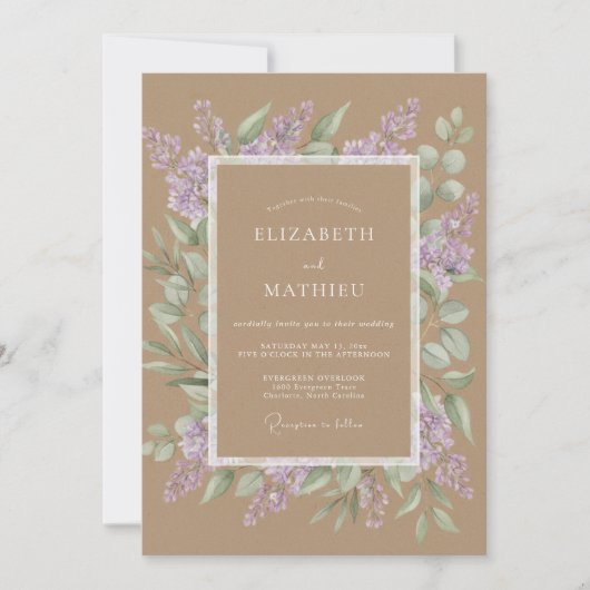 Invitation Mariage rustique élégant (Devant)
