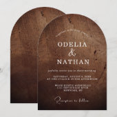 Invitation Mariage rustique élégant avec texture de bois grai (Devant / Derrière)