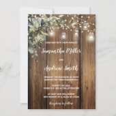 Invitation Mariage rustique élégant en bois (Devant)