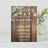 Invitation Mariage rustique élégant en bois (Debout devant)