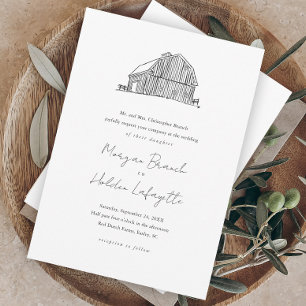 Invitation Mariage rustique élégant en noir et blanc dans une