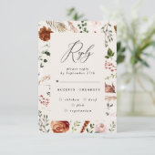 Invitation mariage rustique élégant floral cerf en terre cuit (Debout devant)